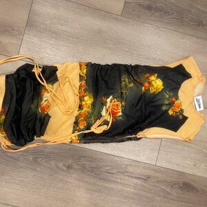 Jean Paul Gaultier Orange and Black Floral Top
